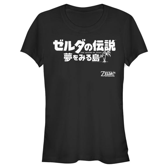 Junior's Nintendo Legend of Zelda Link's Awakening Kanji Character Logo Graphic Tee Black X Large