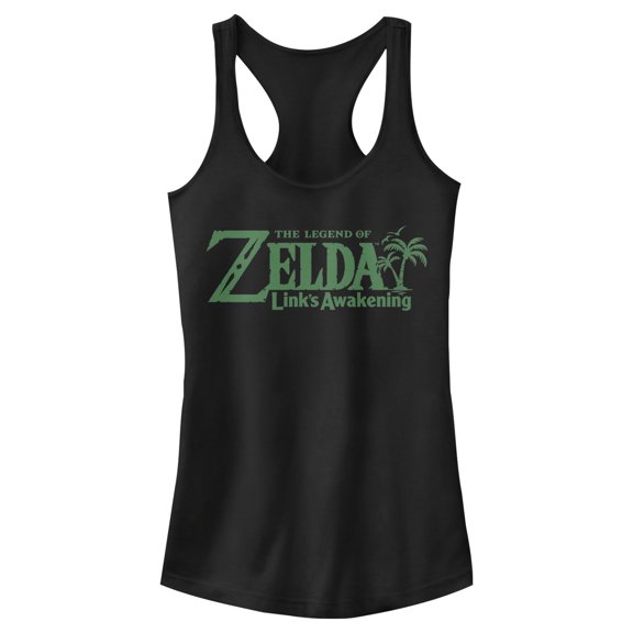 Junior's Nintendo Legend of Zelda Link's Awakening Palm Logo Racerback Tank Top Black Small
