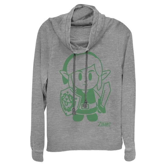 Junior's Nintendo Legend of Zelda Link's Awakening Sleek Avatar Cowl Neck Sweatshirt Gray Heather 3X Large