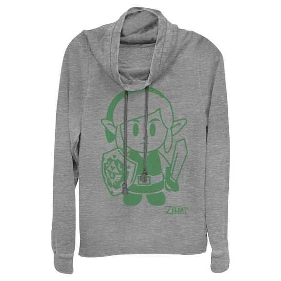 Junior's Nintendo Legend of Zelda Link's Awakening Sleek Avatar Cowl Neck Sweatshirt Gray Heather X Small