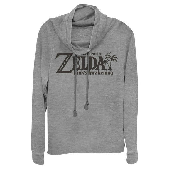 Junior's Nintendo Legend of Zelda Link's Awakening Switch Logo  Cowl Neck Sweatshirt Gray Heather X Small