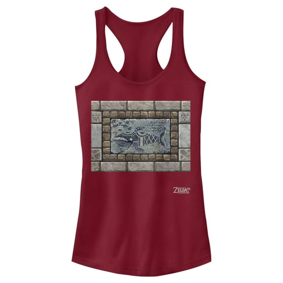 Junior's Nintendo Legend of Zelda Link's Awakening Whale Stone Tablet Racerback Tank Top Scarlet X Small