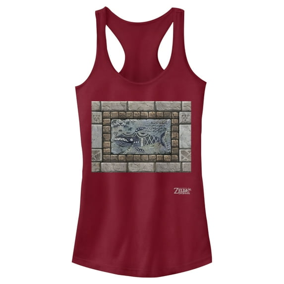 Junior's Nintendo Legend of Zelda Link's Awakening Whale Stone Tablet Racerback Tank Top Scarlet Medium
