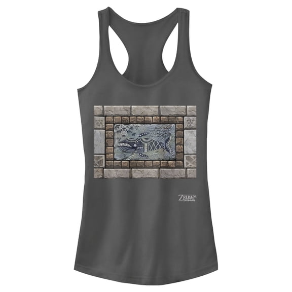 Junior's Nintendo Legend of Zelda Link's Awakening Whale Stone Tablet Racerback Tank Top Charcoal X Small