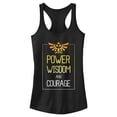 thumbnail image 1 of Junior's Nintendo Legend of Zelda Power Wisdom Courage Racerback Tank Top Black Medium, 1 of 4