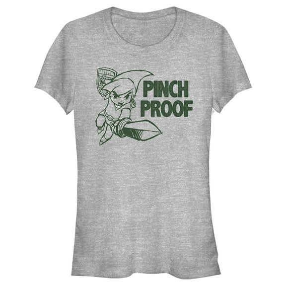 Junior's Nintendo Legend of Zelda St. Patrick's Day Link Pinch Proof Distressed Graphic Tee Athletic Heather Small