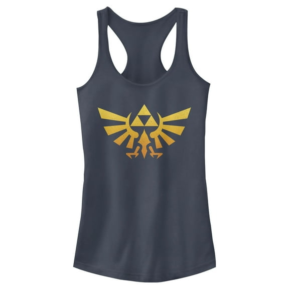 Junior's Nintendo Legend of Zelda Triforce Fade Racerback Tank Top Indigo Small