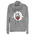 thumbnail image 1 of Junior's Nintendo Mario Boo Ghost Cowl Neck Sweatshirt Gray Heather Large, 1 of 3
