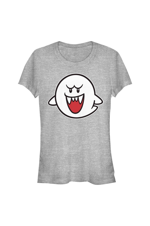 Junior's Nintendo Mario Boo Ghost Graphic Tee Athletic Heather X Large