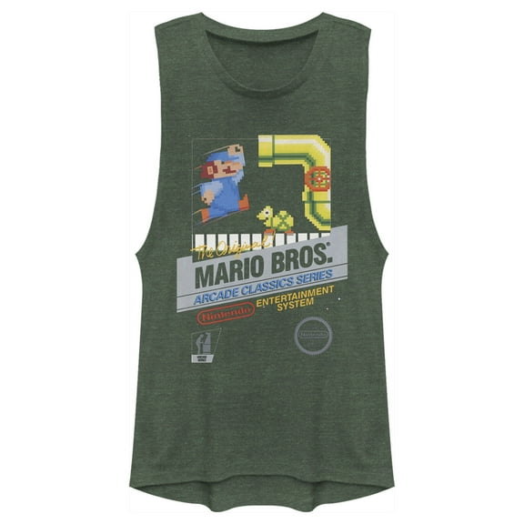 Junior's Nintendo Mario Bros Arcade Classics Festival Muscle Graphic Tee Pine Green Heather X Large