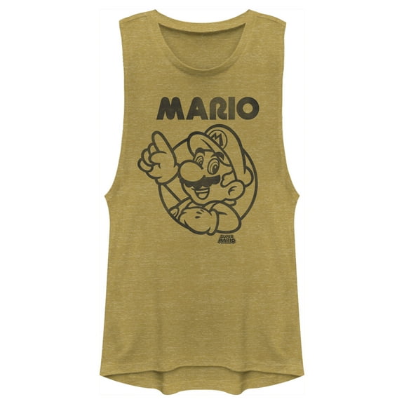 Junior's Nintendo Mario Festival Muscle Graphic Tee Gold Heather X Large