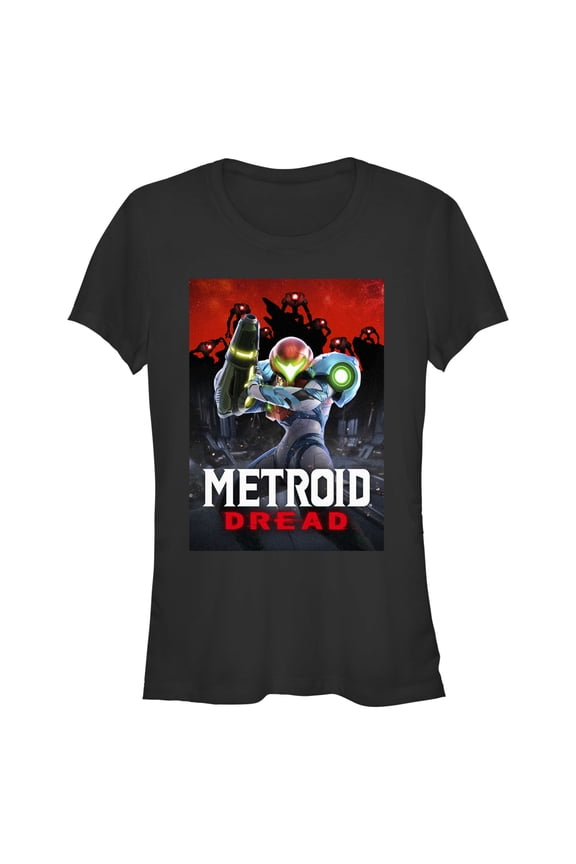 Junior's Nintendo Metroid Dread Poster  Graphic Tee Black 2X Large