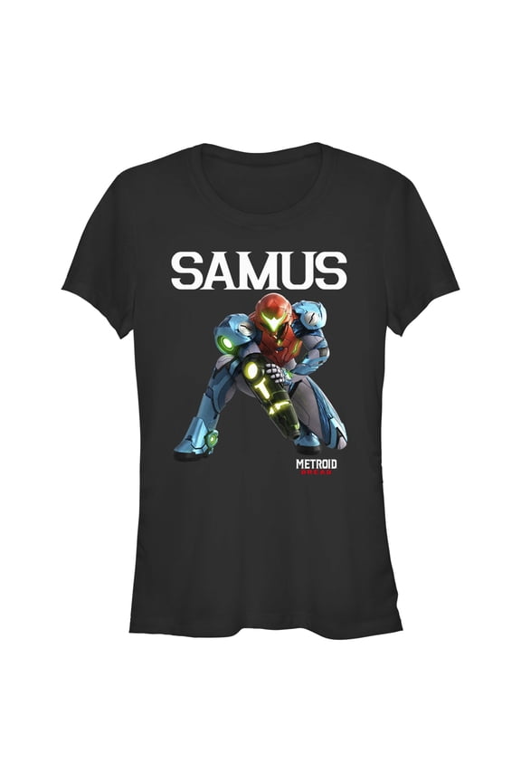 Junior's Nintendo Metroid Dread Samus Graphic Tee Black Medium