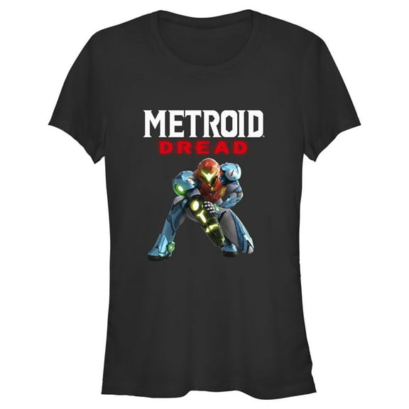 Junior's Nintendo Metroid Dread Samus Stance  Graphic Tee Black Medium