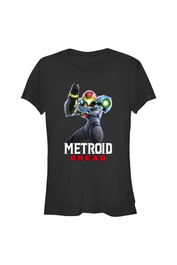 Junior's Nintendo Metroid Dread Weapons Loaded Graphic Tee Black 2X Large