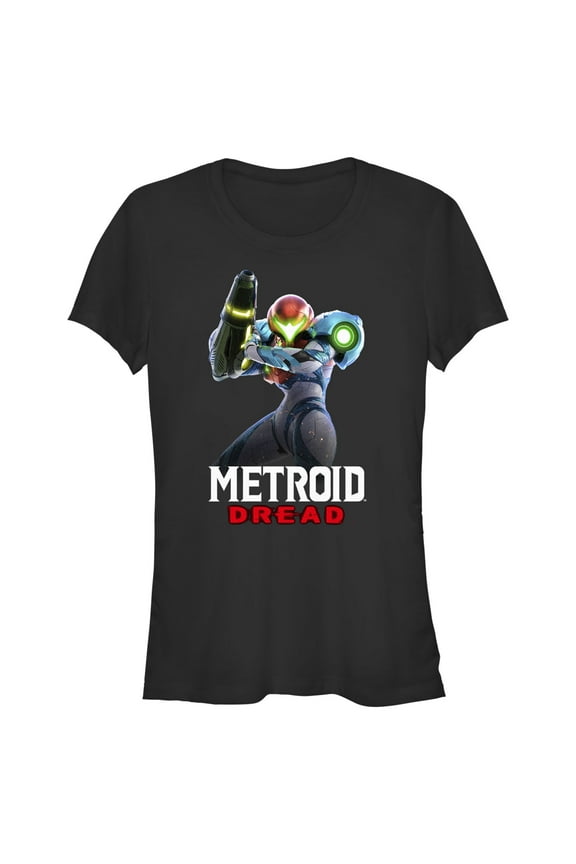 Junior's Nintendo Metroid Dread Weapons Loaded Graphic Tee Black Small