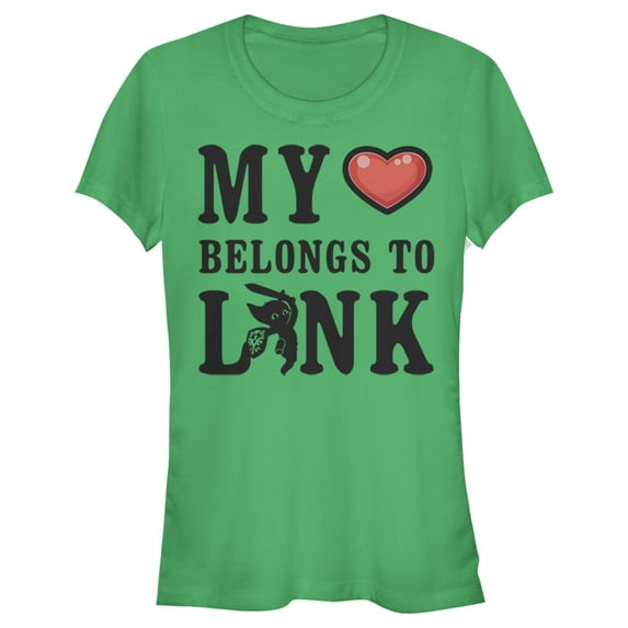 Junior's Nintendo My Heart Belongs to Link Graphic Tee Kelly Green Small