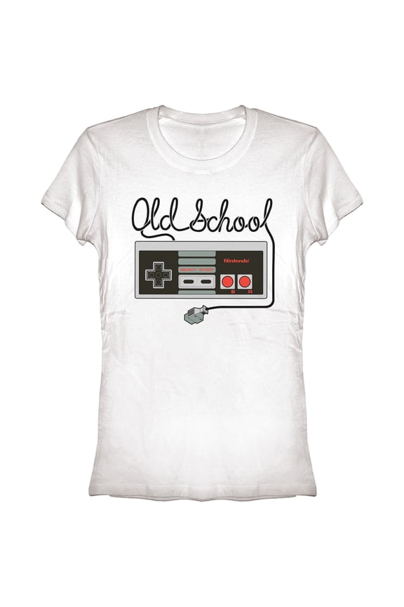 Junior's Nintendo Old School NES Controller  Graphic Tee White Large