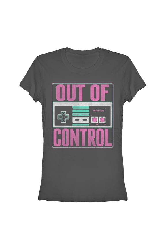 Junior's Nintendo Out of Control NES  Graphic Tee Charcoal Medium