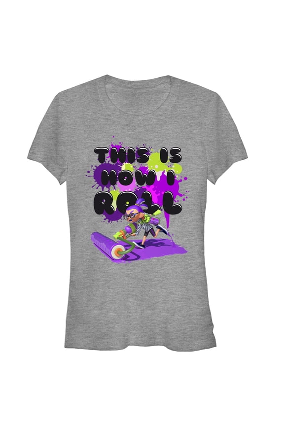 Junior's Nintendo Splatoon How I Roll Splat Roller Graphic Tee Athletic Heather Medium