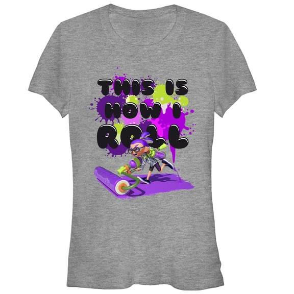 Junior's Nintendo Splatoon How I Roll Splat Roller Graphic Tee Athletic Heather Small