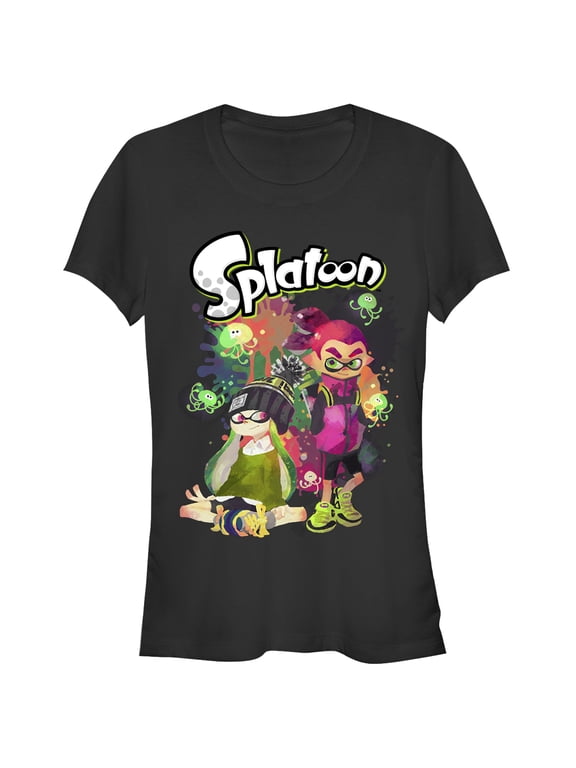 Junior's Nintendo Splatoon Inklings and Jellyfish Party Graphic Tee Black Small