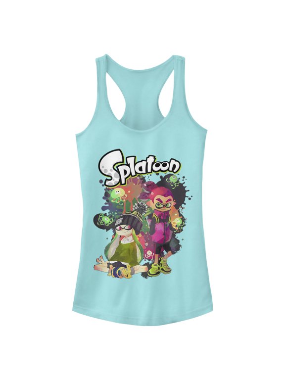 Junior's Nintendo Splatoon Inklings and Jellyfish Party Racerback Tank Top Cancun Medium