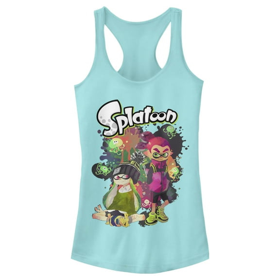 Junior's Nintendo Splatoon Inklings and Jellyfish Party Racerback Tank Top Cancun Small