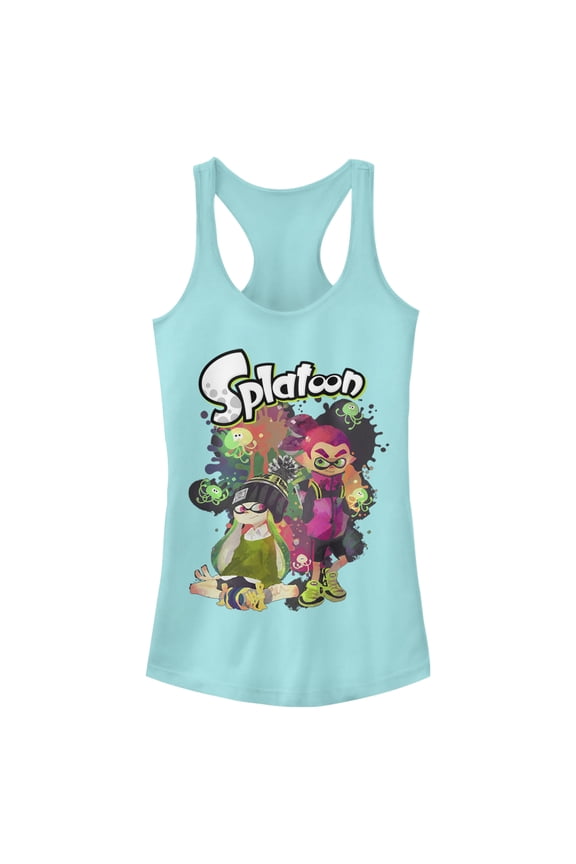 Junior's Nintendo Splatoon Inklings and Jellyfish Party Racerback Tank Top Cancun Small