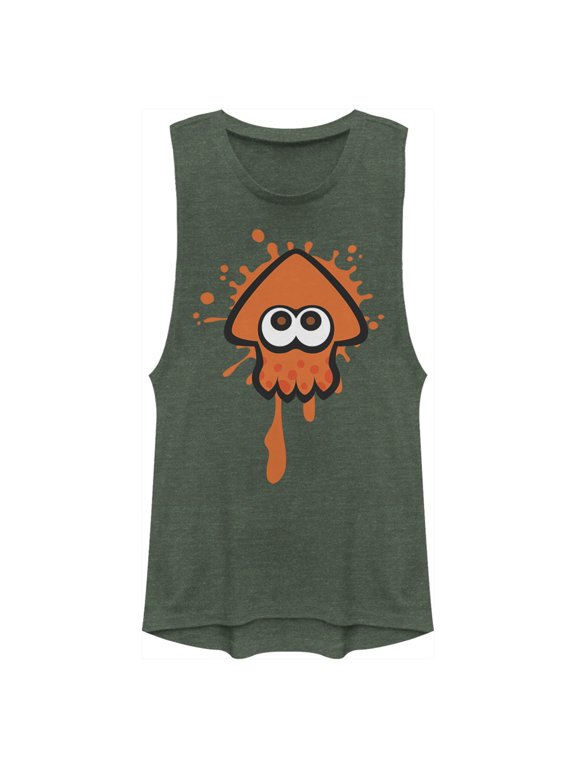 Junior's Nintendo Splatoon Orange Inkling Squid Festival Muscle Graphic Tee Pine Green Heather 2X Large