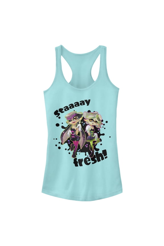 Junior's Nintendo Splatoon Stay Fresh Racerback Tank Top Cancun Medium