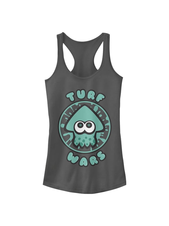 Junior's Nintendo Splatoon Turf Wars Racerback Tank Top Charcoal Large