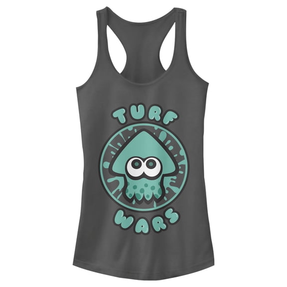 Junior's Nintendo Splatoon Turf Wars Racerback Tank Top Charcoal Small