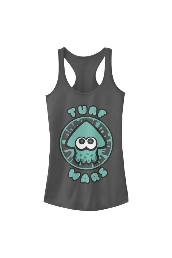 Junior's Nintendo Splatoon Turf Wars Racerback Tank Top Charcoal Small