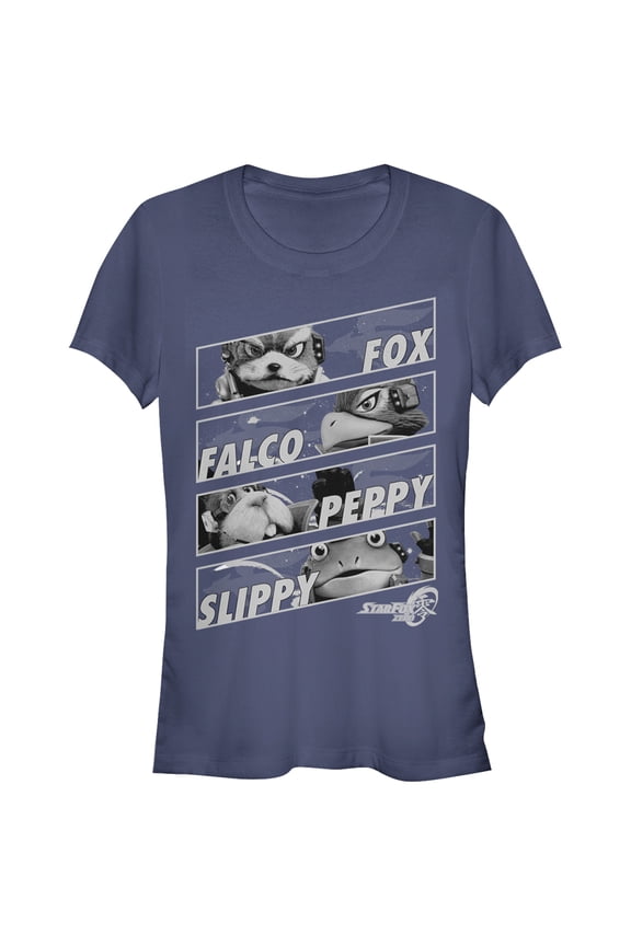 Junior's Nintendo Star Fox Zero Character Panels  Graphic Tee Navy Blue Medium