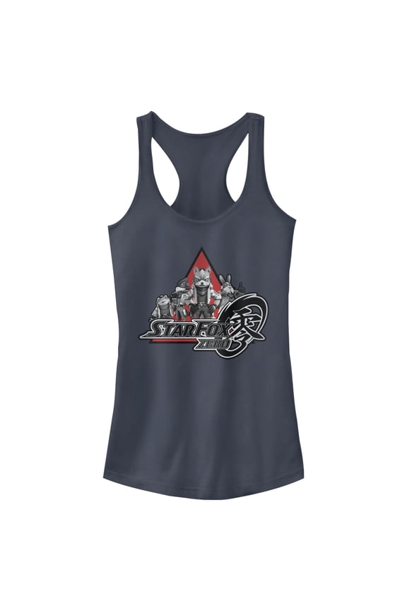 Junior's Nintendo Star Fox Zero Logo Characters Racerback Tank Top Indigo Small
