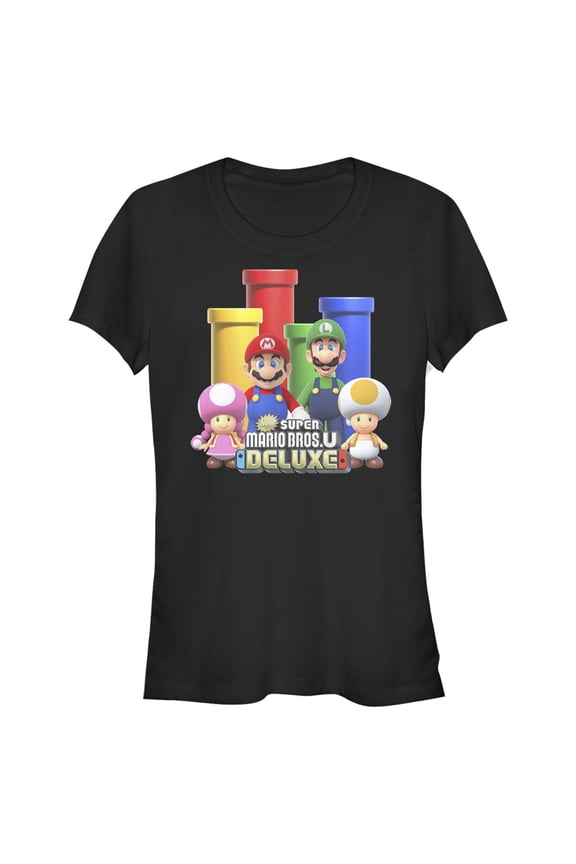 Junior's Nintendo Super Mario Bros. U Deluxe Graphic Tee Black Medium