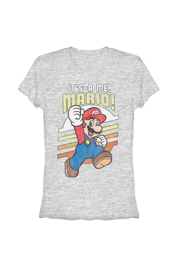 Junior's Nintendo Super Mario  Graphic Tee Athletic Heather Medium