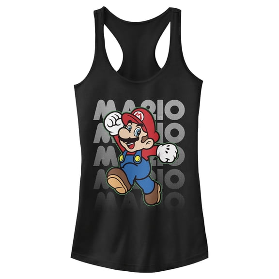 Junior's Nintendo Super Mario Jump Racerback Tank Top Black Large