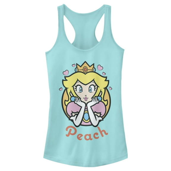 Junior's Nintendo Super Mario Princess Peach Portrait  Racerback Tank Top Cancun X Large