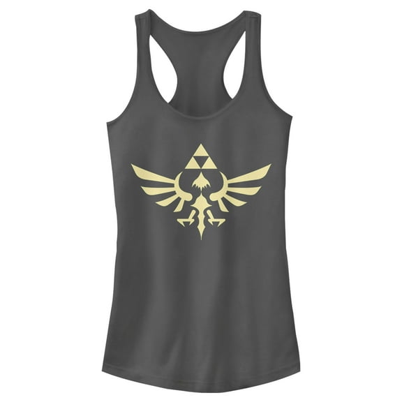 Junior's Nintendo Triforce  Racerback Tank Top Charcoal 2X Large
