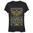 thumbnail image 1 of Junior's Nintendo Ugly Christmas Legend of Zelda Triforce  Graphic Tee Black Small, 1 of 2