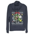 thumbnail image 1 of Junior's Nintendo Ugly Christmas Luigi Wreath  Cowl Neck Sweatshirt Navy Blue Large, 1 of 3