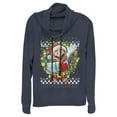 thumbnail image 1 of Junior's Nintendo Ugly Christmas Mario Wreath Cowl Neck Sweatshirt Navy Blue 4X Large, 1 of 3