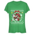 thumbnail image 1 of Junior's Nintendo Ugly Christmas Mario Wreath  Graphic Tee Kelly Green X Large, 1 of 2