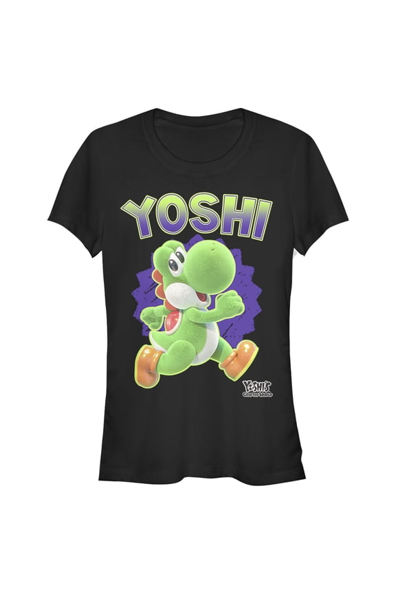 Junior's Nintendo Yoshi '90s Vibe  Graphic Tee Black 2X Large