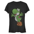 thumbnail image 1 of Junior's Nintendo Yoshi Smiling Jumping Graphic Tee Black Medium, 1 of 2
