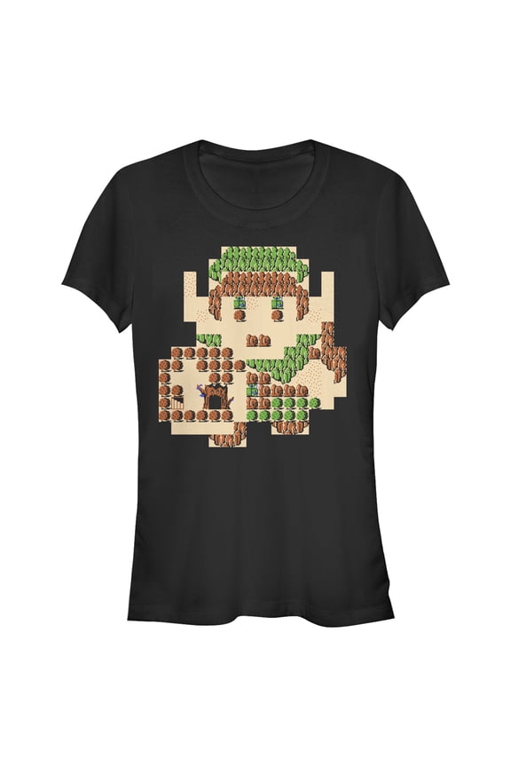 Junior's Nintendo Zelda 8-Bit Map Link Graphic Tee Black Small