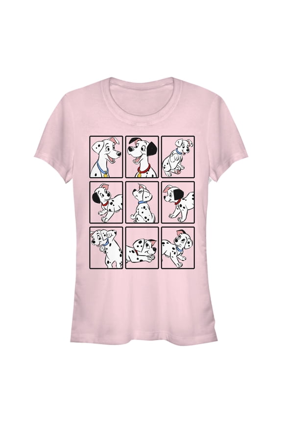Junior's One Hundred and One Dalmatians Family Grid Graphic Tee Light Pink Medium