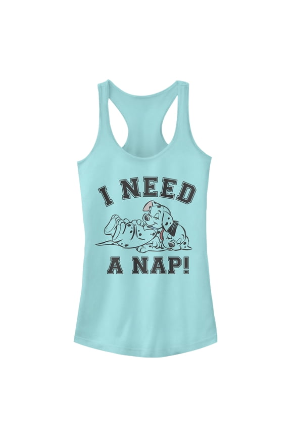 Junior's One Hundred and One Dalmatians I Need a Nap Racerback Tank Top Cancun Small